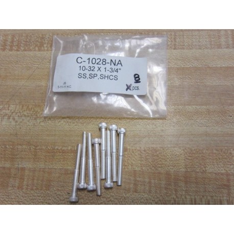 UC Components C-1028-NA Non-Vented Screws 10-32x1-34 (Pack of 8)