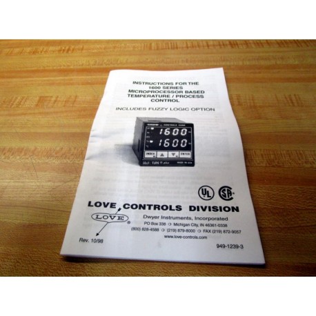 Love Controls 949-1239-3 Instruction Manual 94912393 - Used