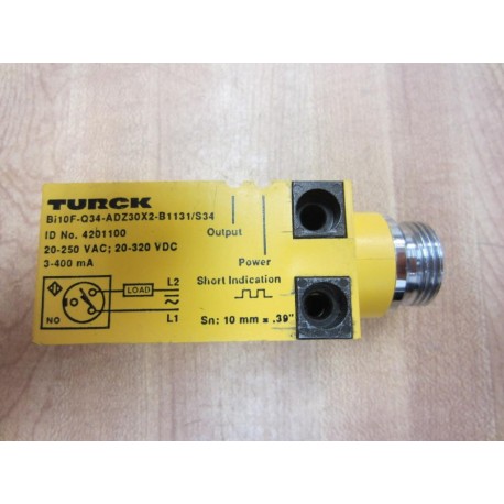 Turck BI10F-Q34-ADZ30X2-B1131S34 Sensor BI10FQ34ADZ30X2B1131S34 4201100 - Used