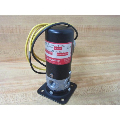 Humphrey 250E1-3-10-21-36 Solenoid Valve 250E13102136 120V - New No Box