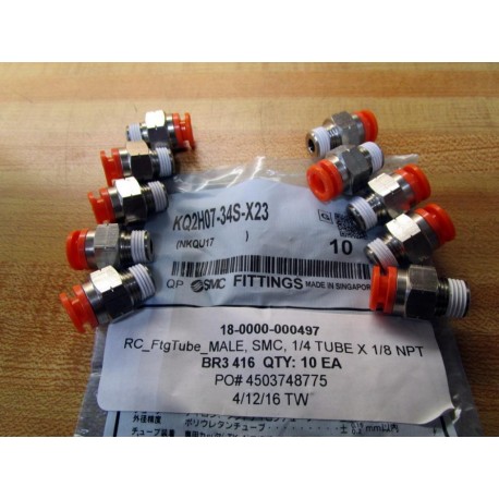 SMC KQ2H07-34S-X23 Fitting KQ2H0734SX23 (Pack of 10)